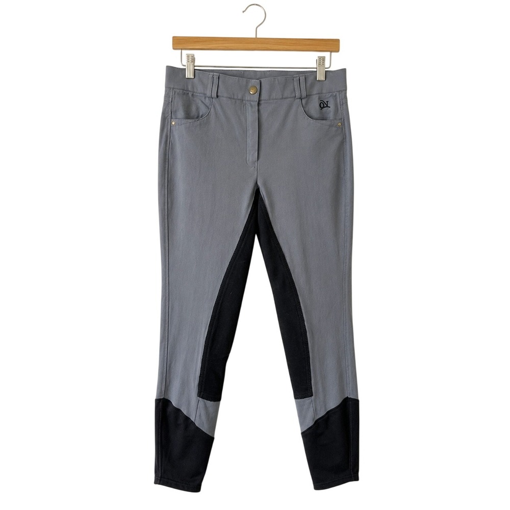 Ovation Milano Full Seat Riding Breeches Gray Black Women's 32R Equestrian